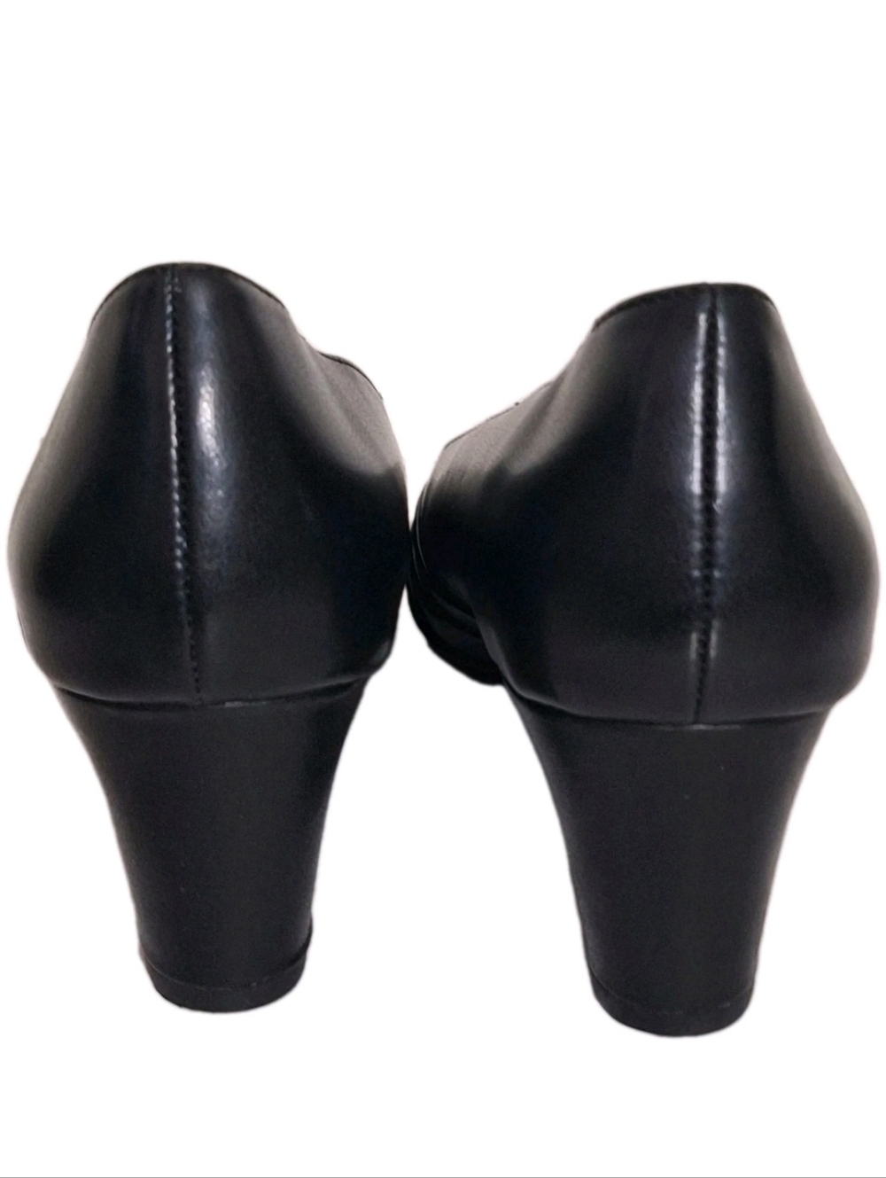 Easy Street Entice Squared Toe Pumps Black Faux Leather Shoes Size 9 M - Picture 5 of 11